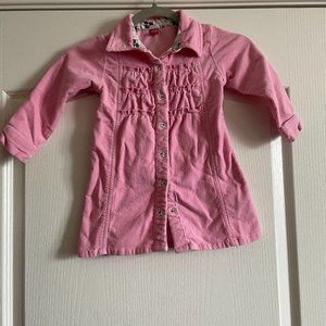 Small Paul Pink Snap Button Down Corduroy Long Sleeve Shirt Dress Size 3/4T